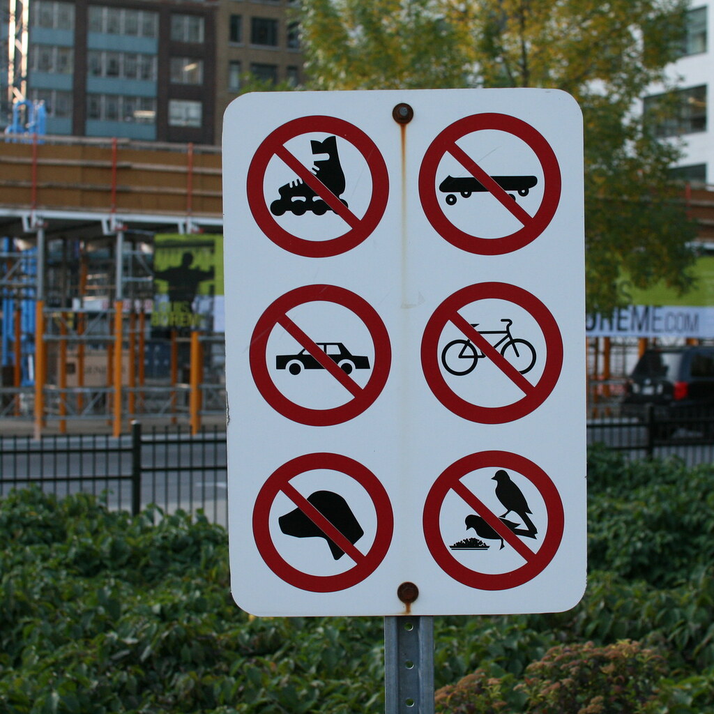 Photo of a sign with forbidden actions