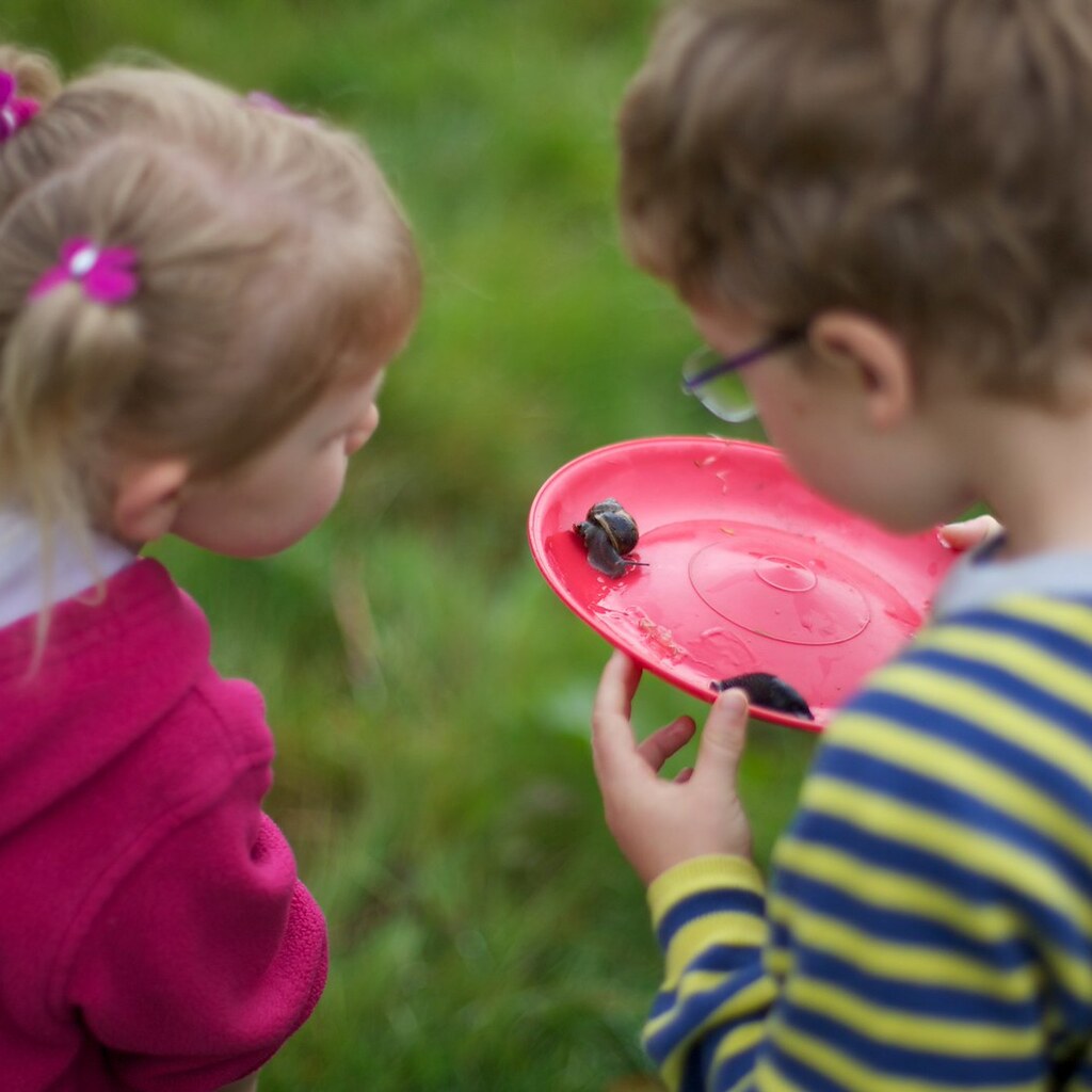 Photo of children who have found a snail