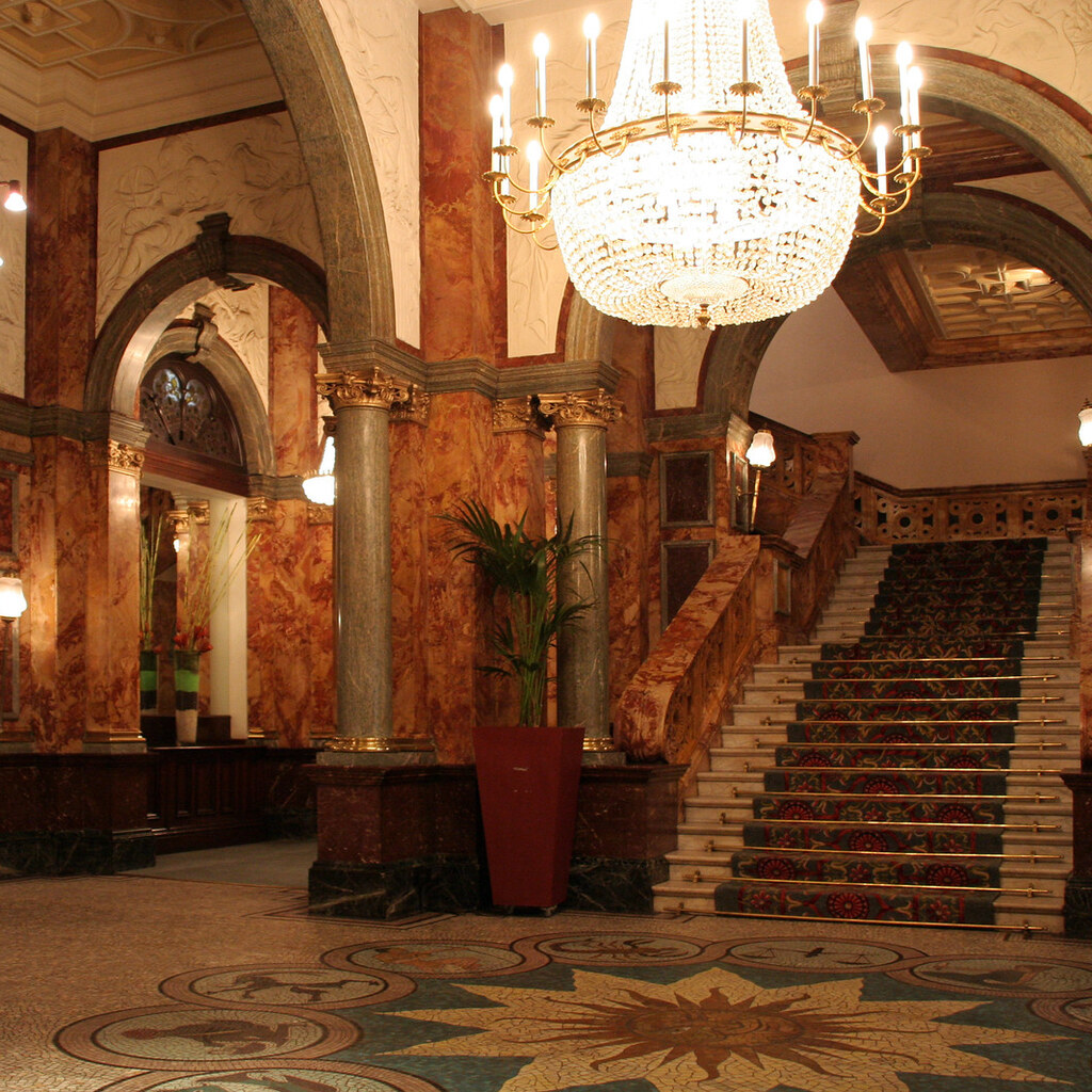 A hotel's foyer.