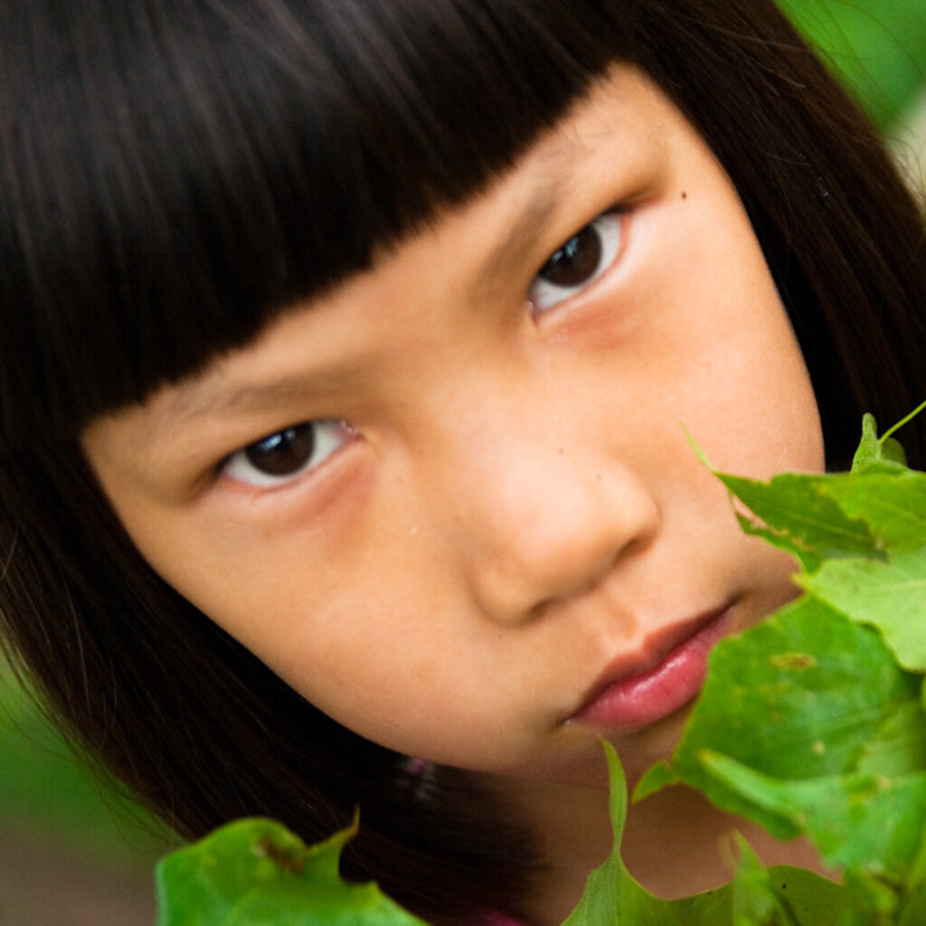 Photo of a girl frowning.