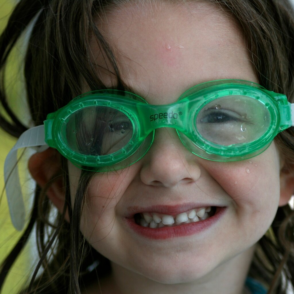 Photo of a child wearing goggles