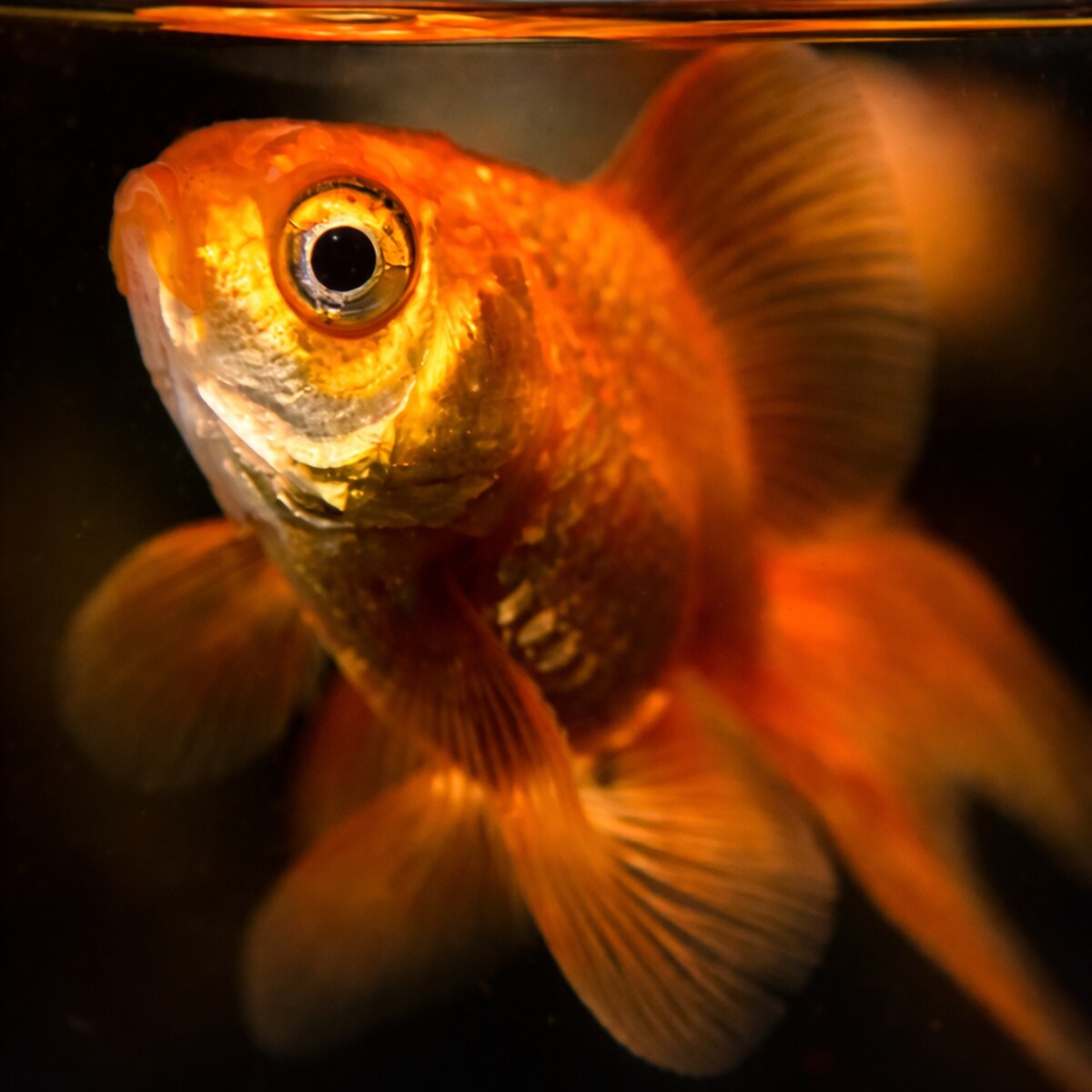 Photo of a pet goldfish.