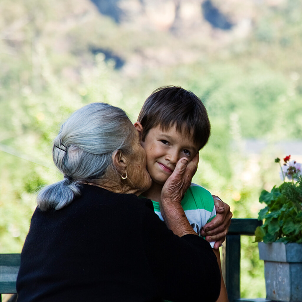 Photo of a grandmother and grandson