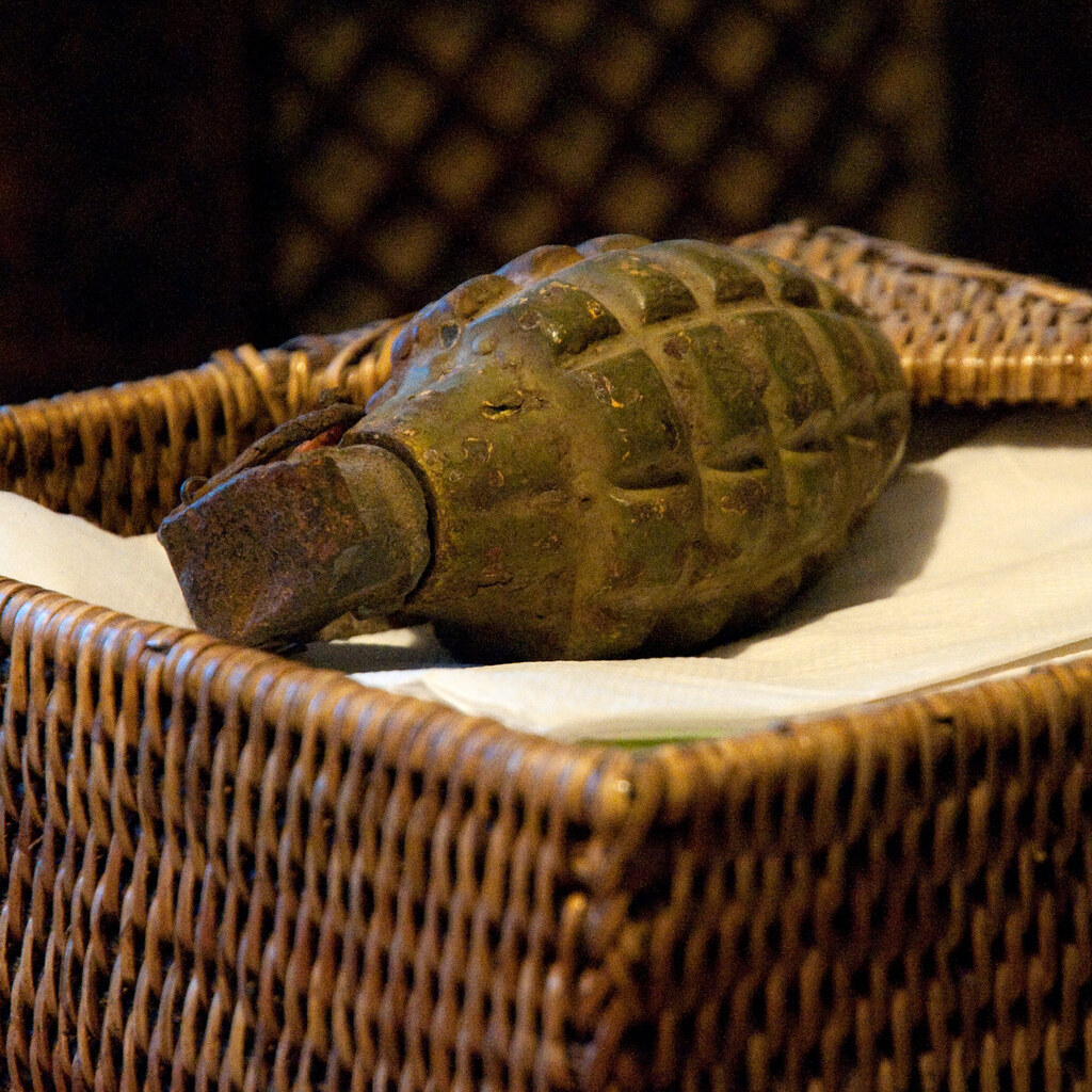 Photo of an old hand grenade.