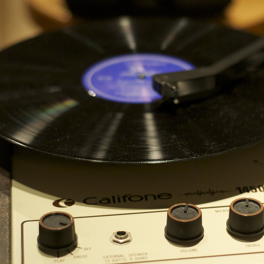 Photo of grooves in a vinyl record