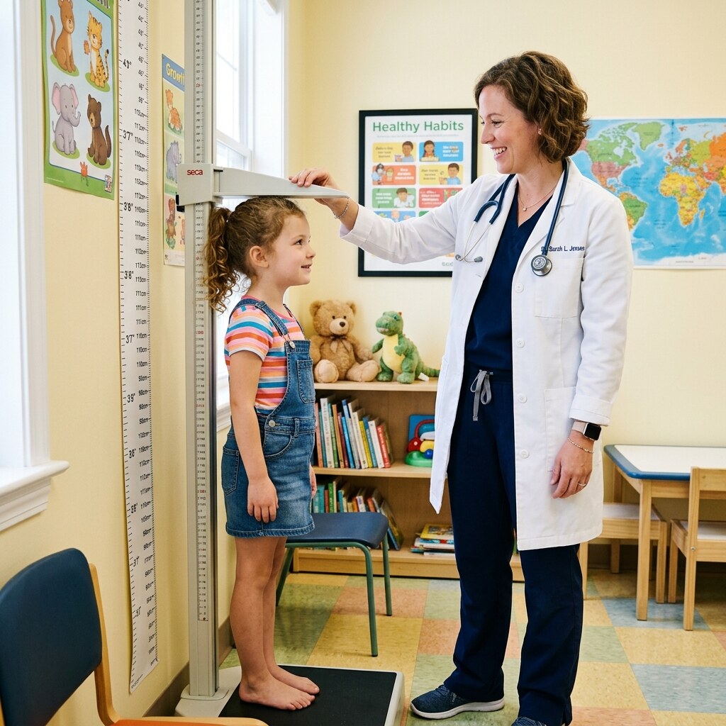 Generated image of a child having their height measured