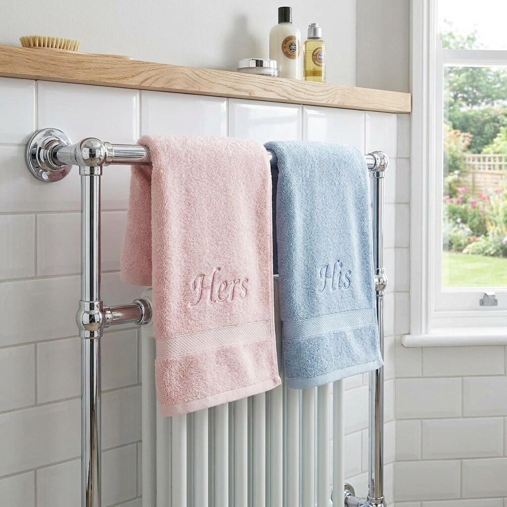 Generated image of his and hers monogrammed towels