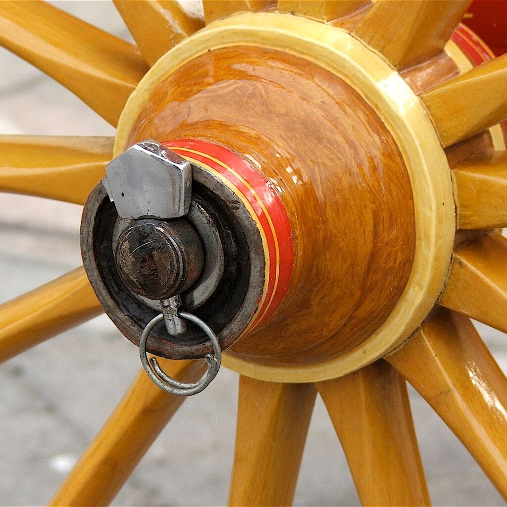 Photo of the hub of a wheel