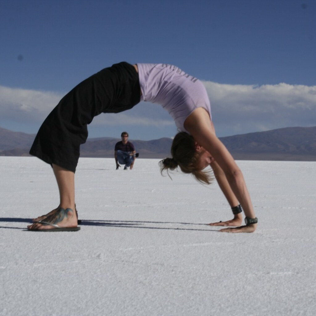 Photo of a woman bending over backwards