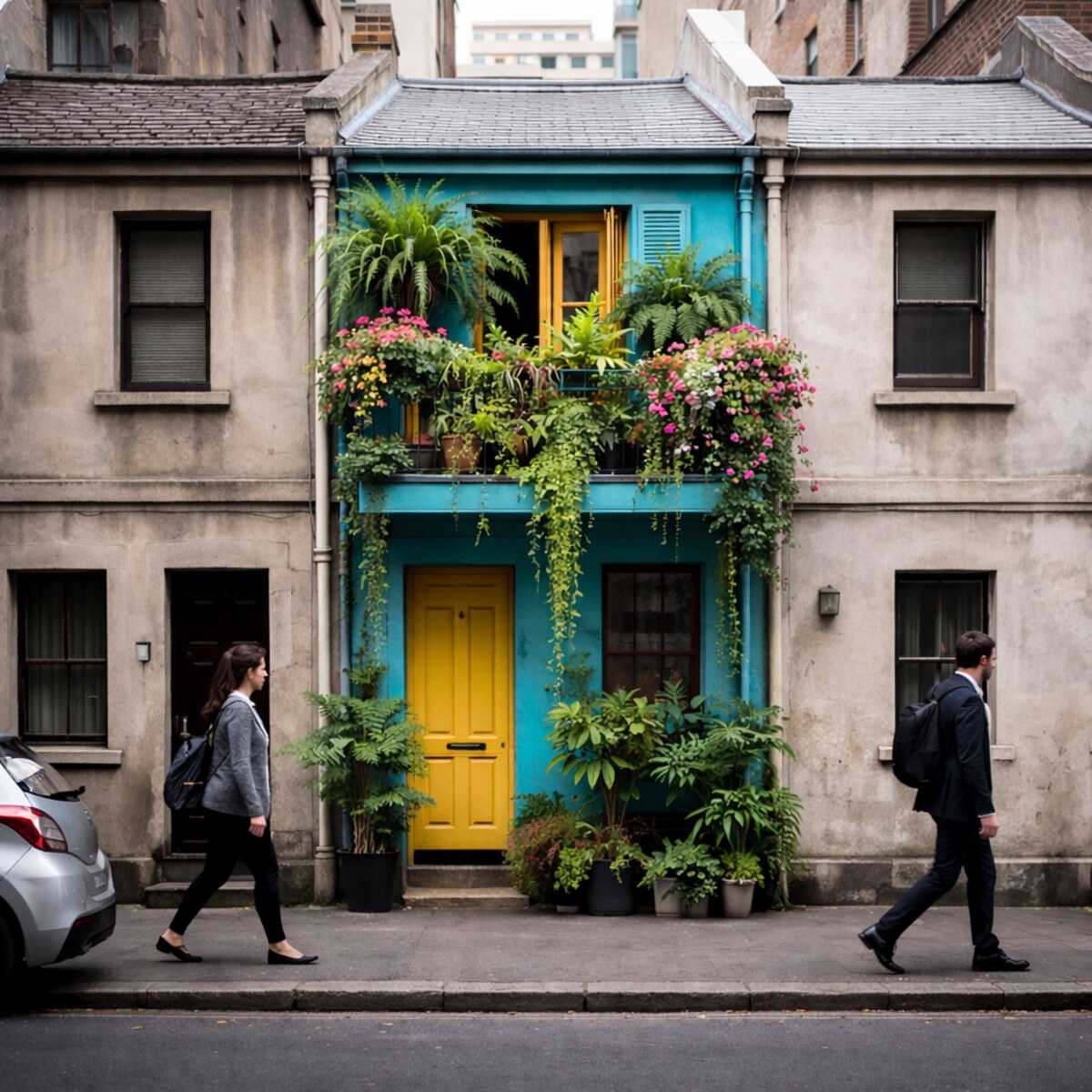 Generated image of an inner city terrace