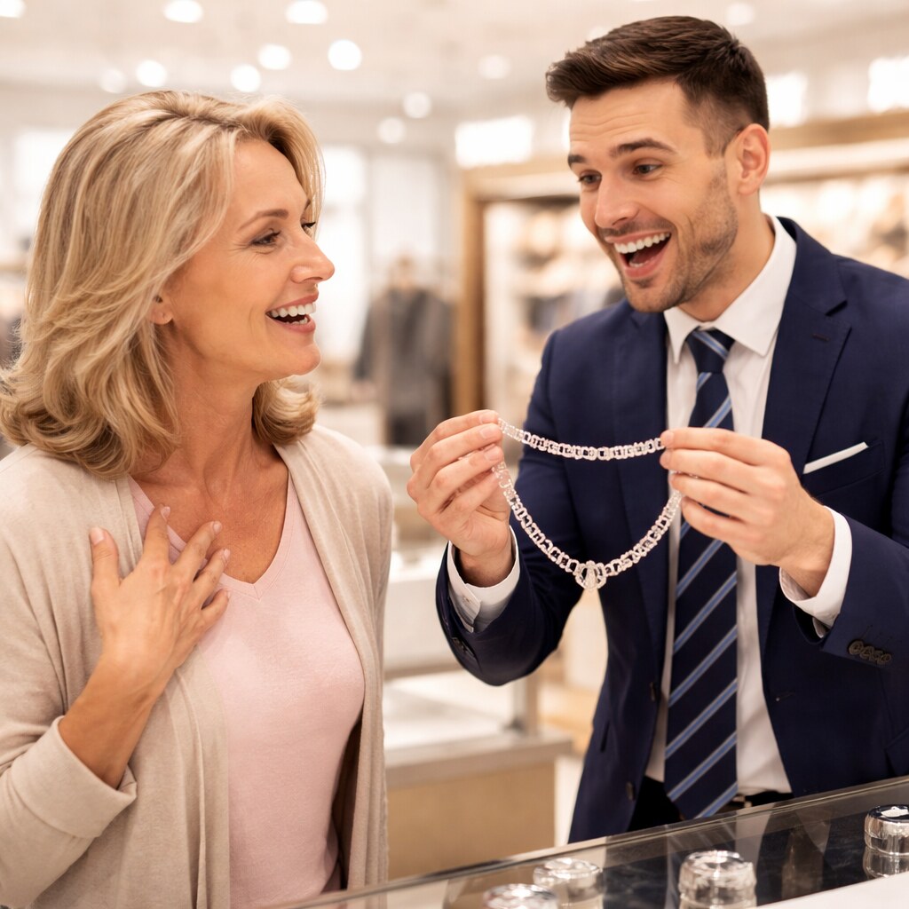 Generated image of a salesman buttering up a customer