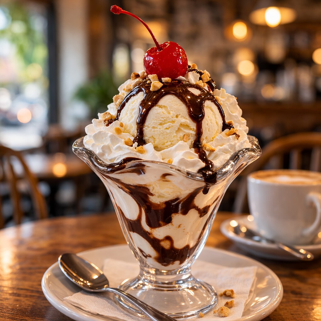 Generated image of a sundae with a cherry on top