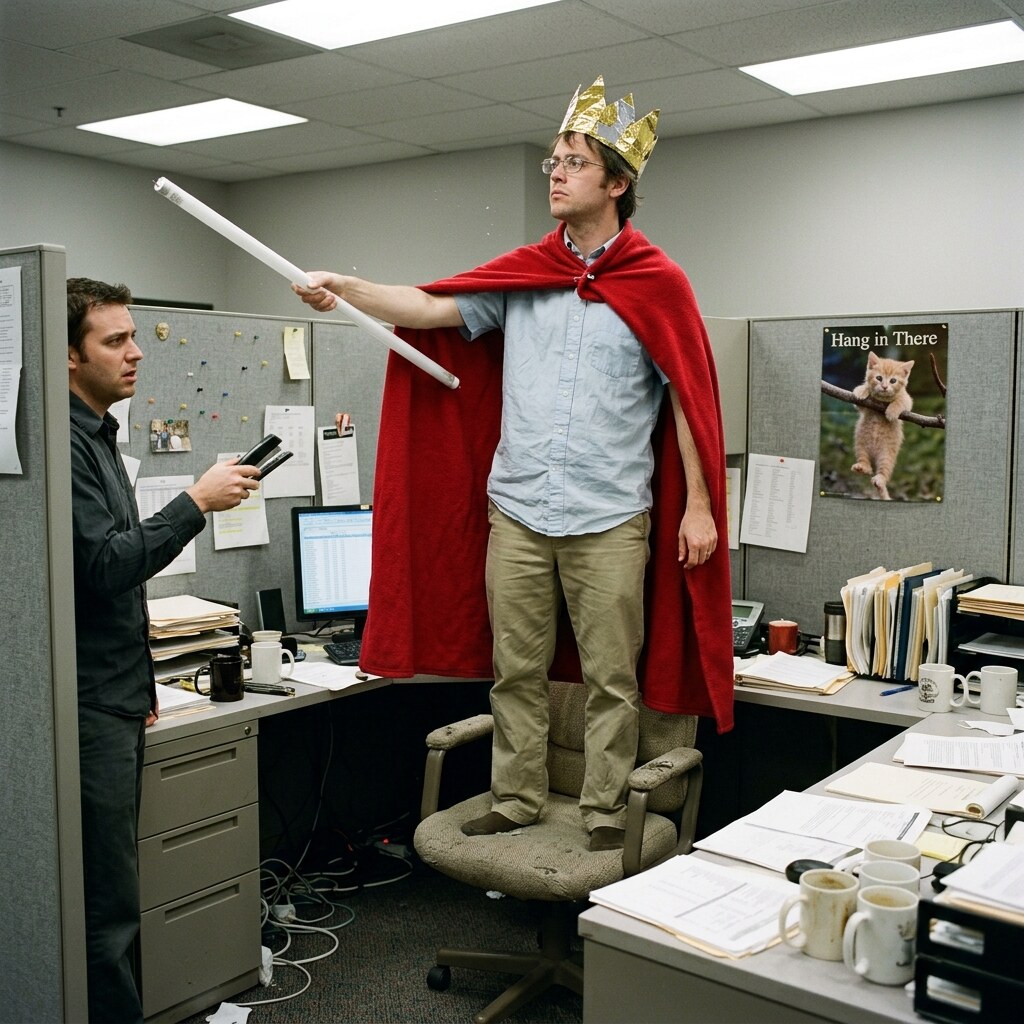 Generated image of a man pretending to be a king