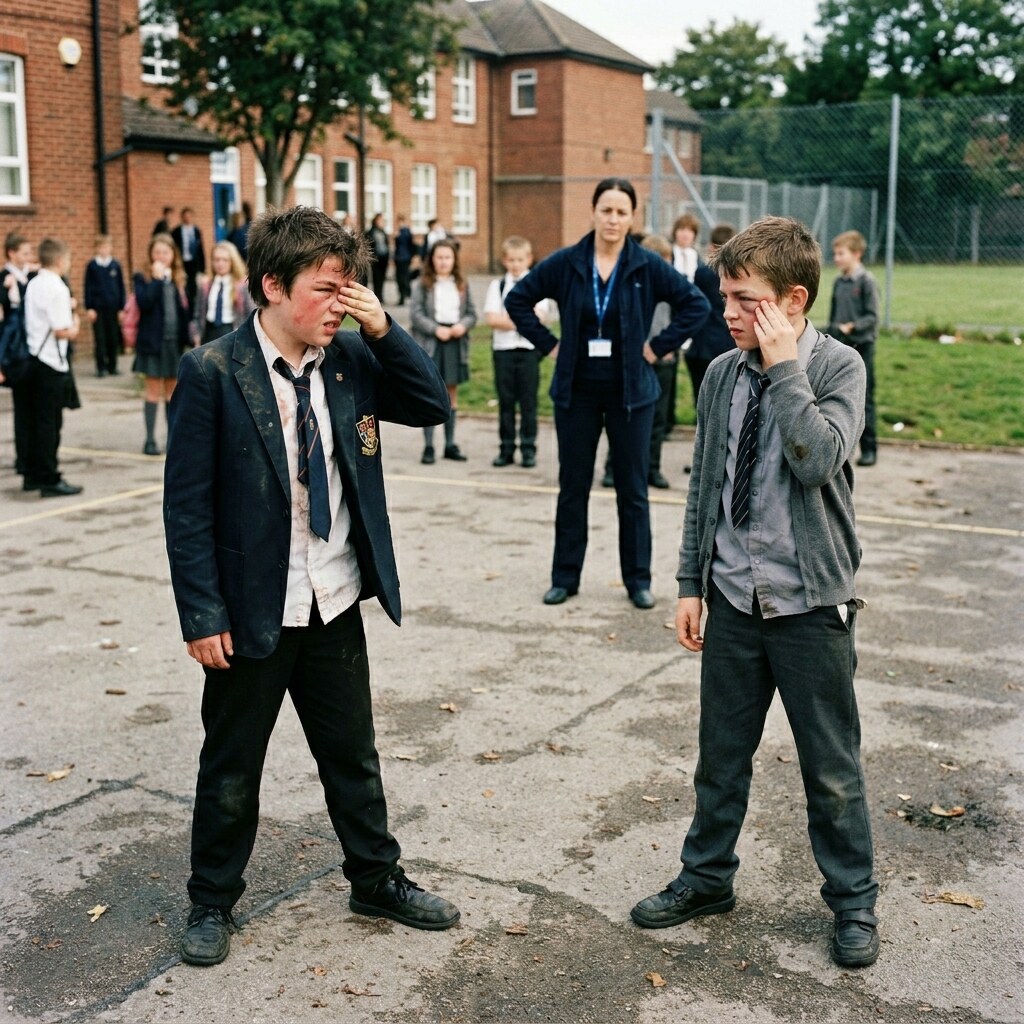 Generated image of a schoolyard fight
