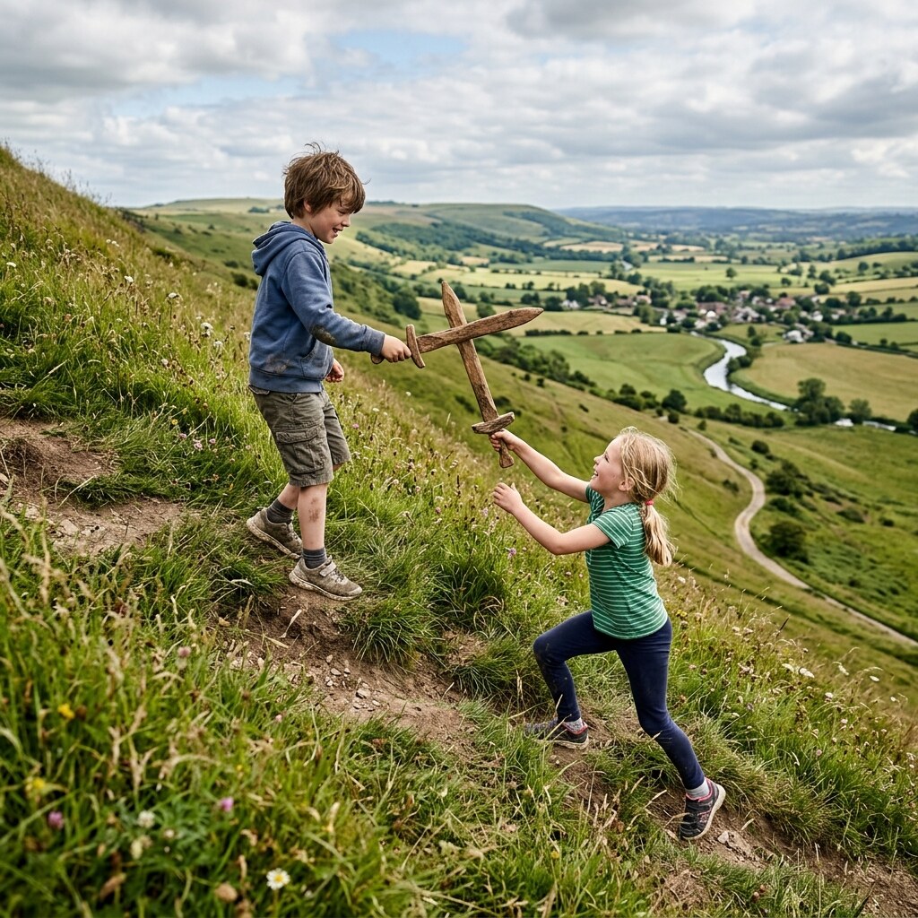 Generated image of children having an uphill battle