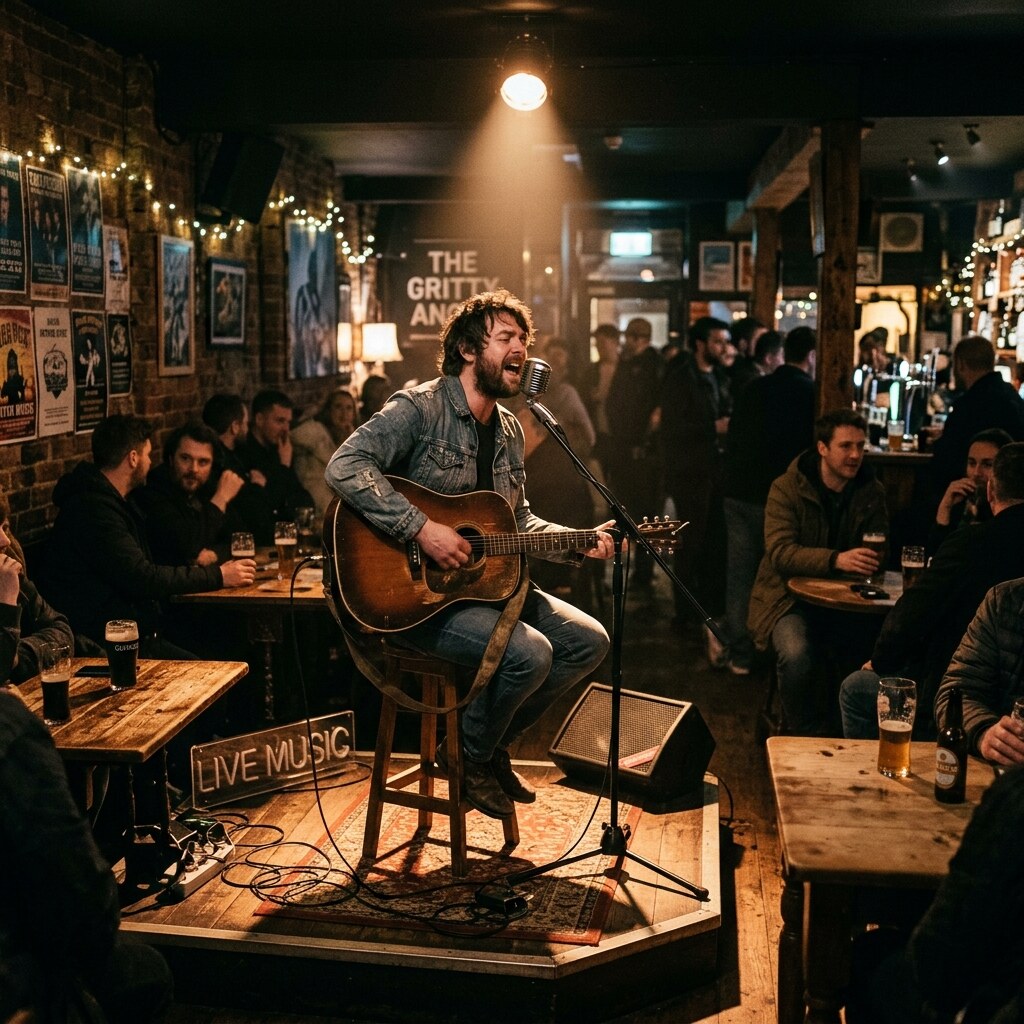 Generated image of a performer in the spotlight