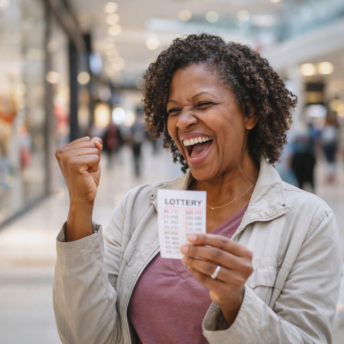 Generated image of a woman winning lotto