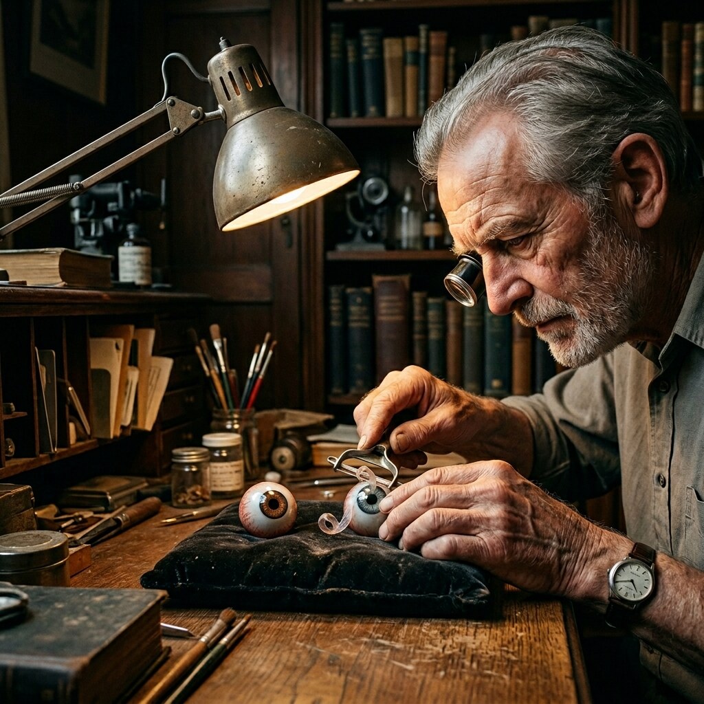 Generated image of a man peeling eyes