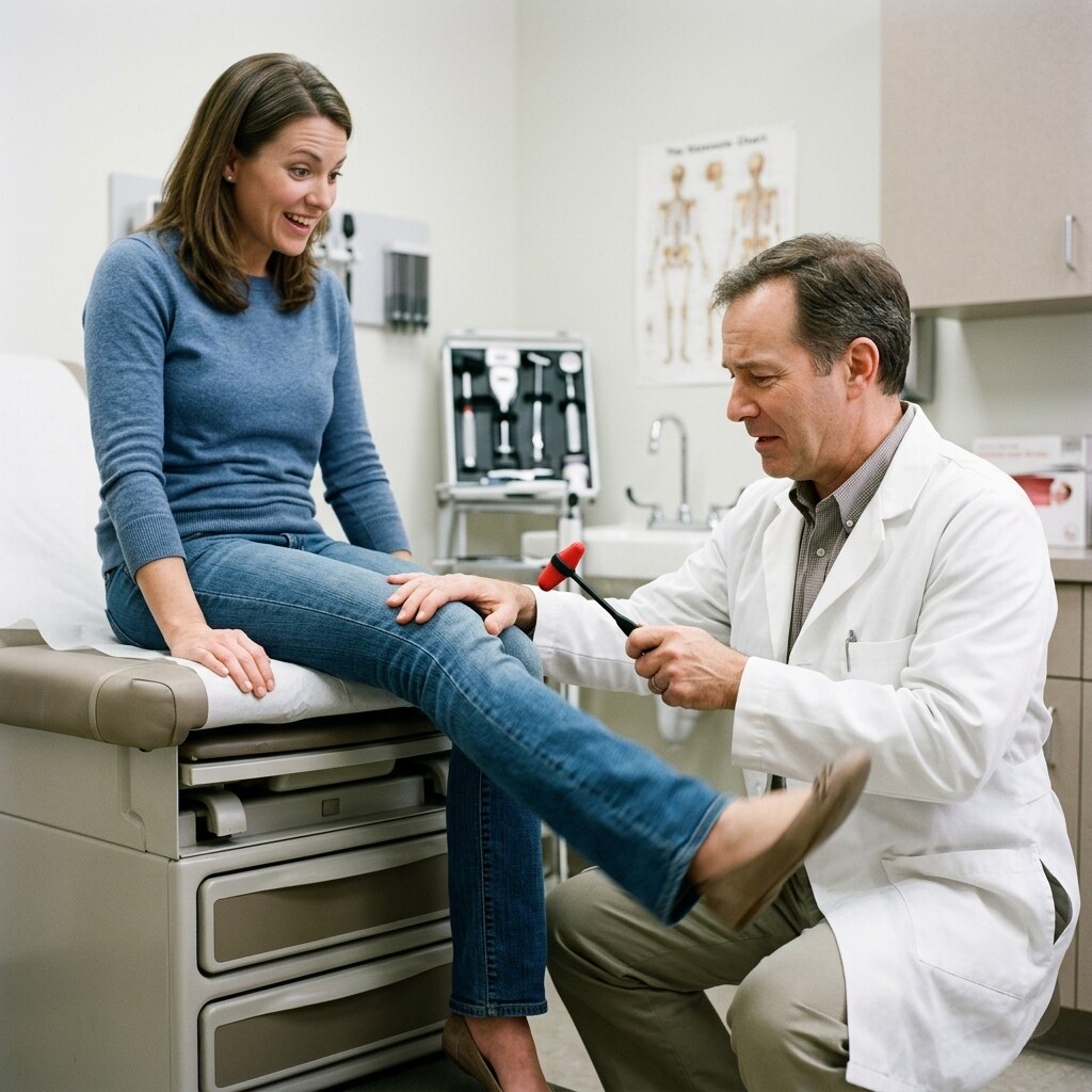 Generated image of a woman getting a knee reflex test