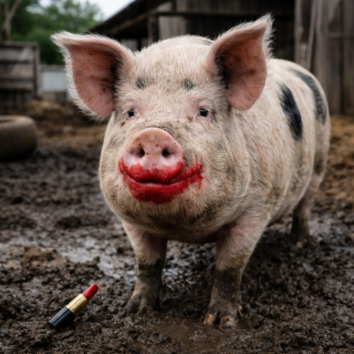 Generated image of lipstick on a pig