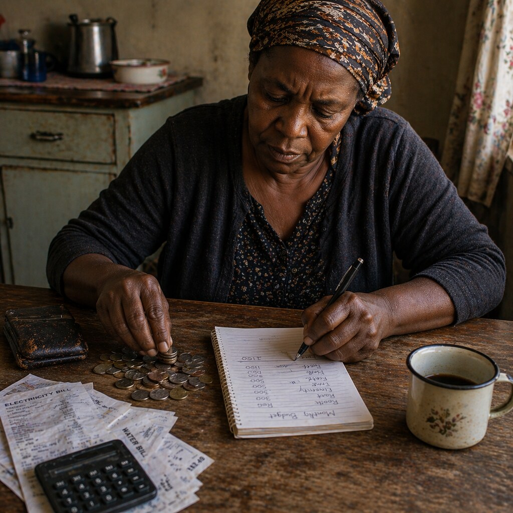 Generated image of a woman doing her budget