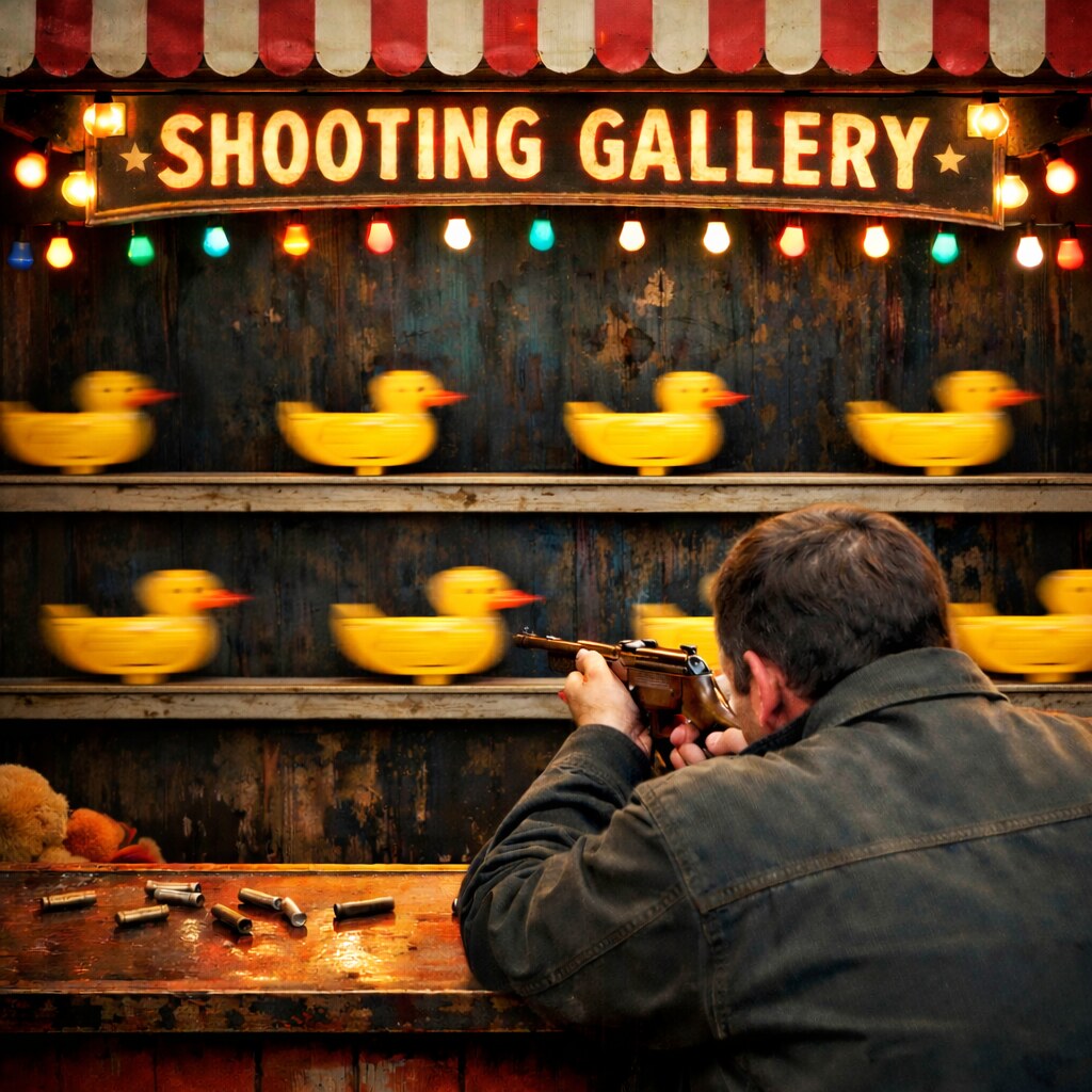 Generated image of a duck shooting gallery