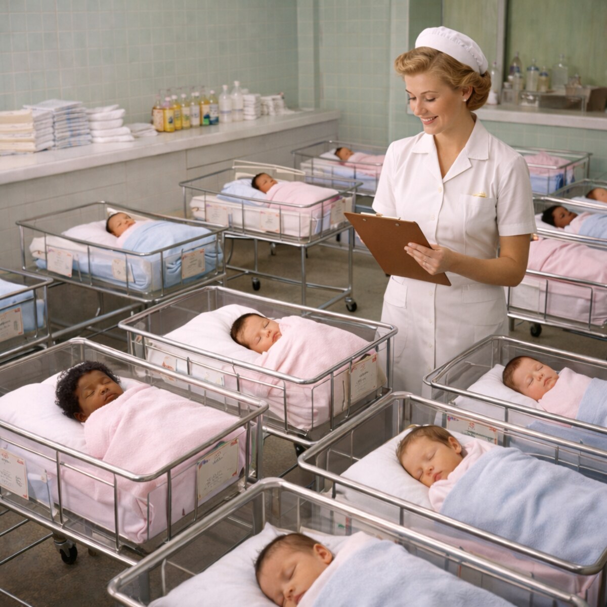 Generated image of a 1950s nursery