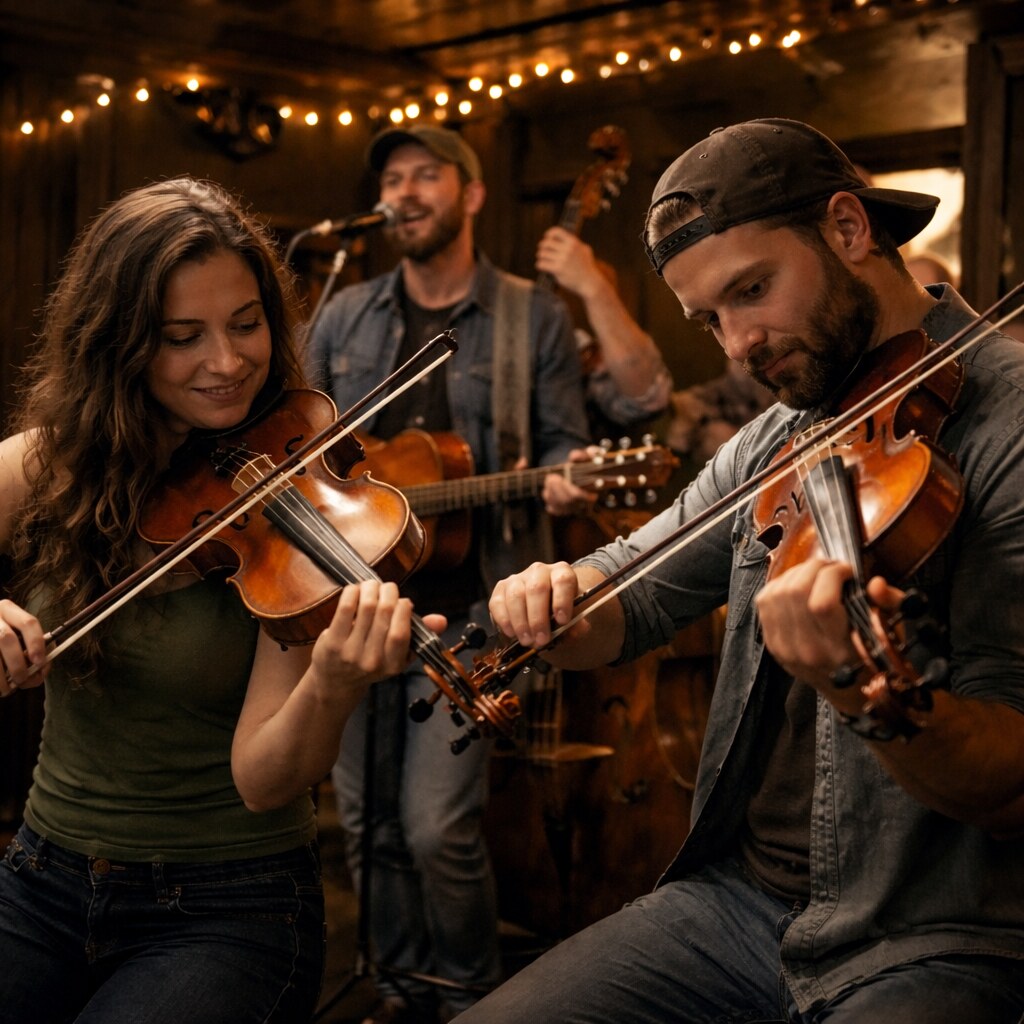 Generated image of two fiddle players