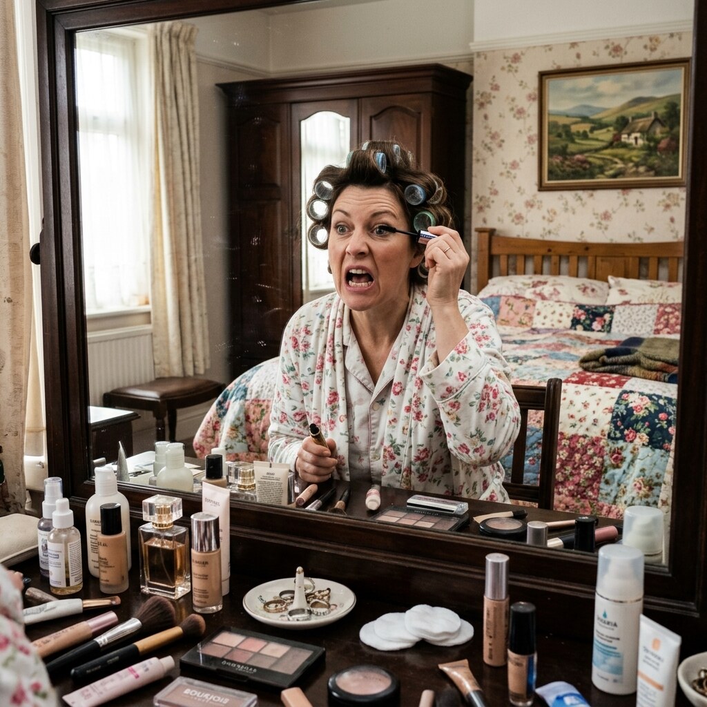 Generated image of a woman applying makeup