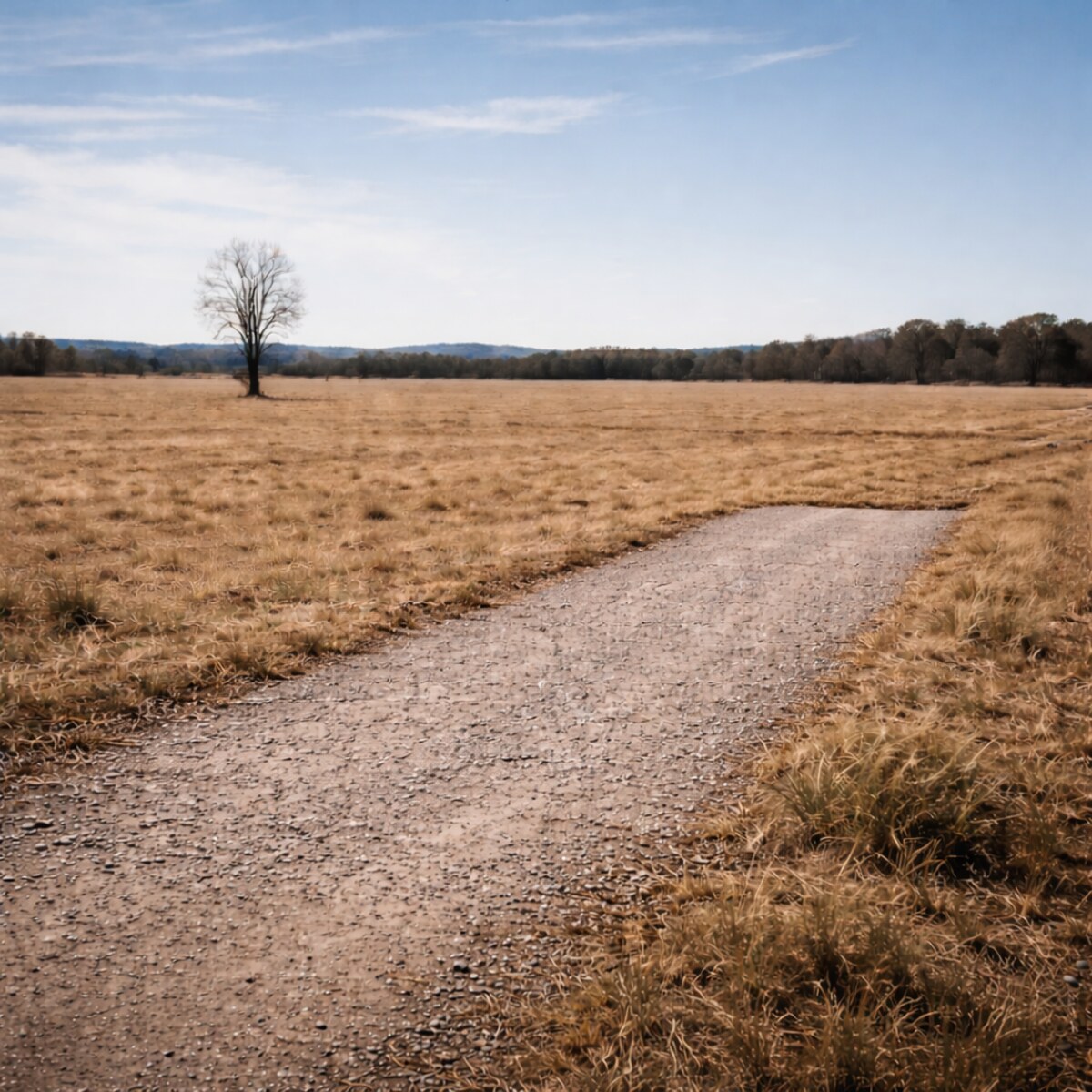 Generated image of a road ending in the middle of nowhere