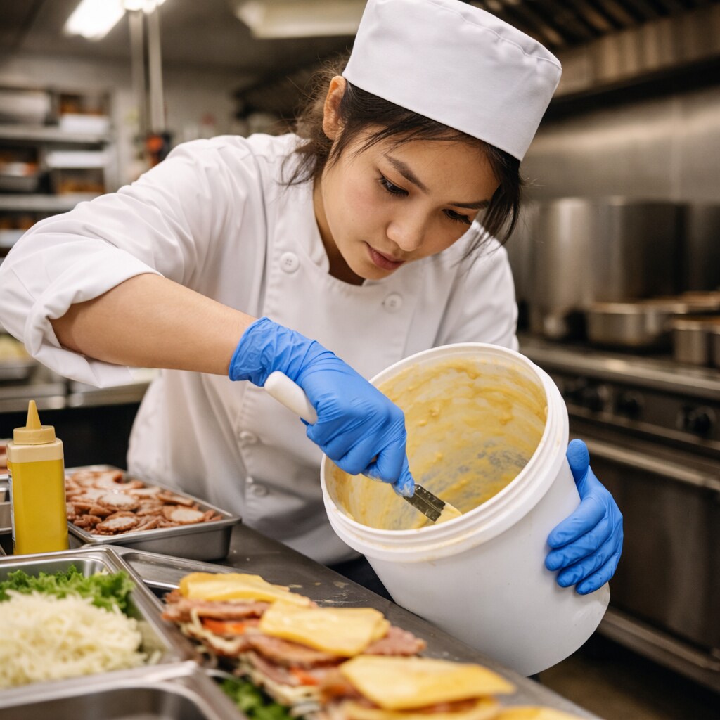 Generated image of a woman scraping the bottom of the barrel