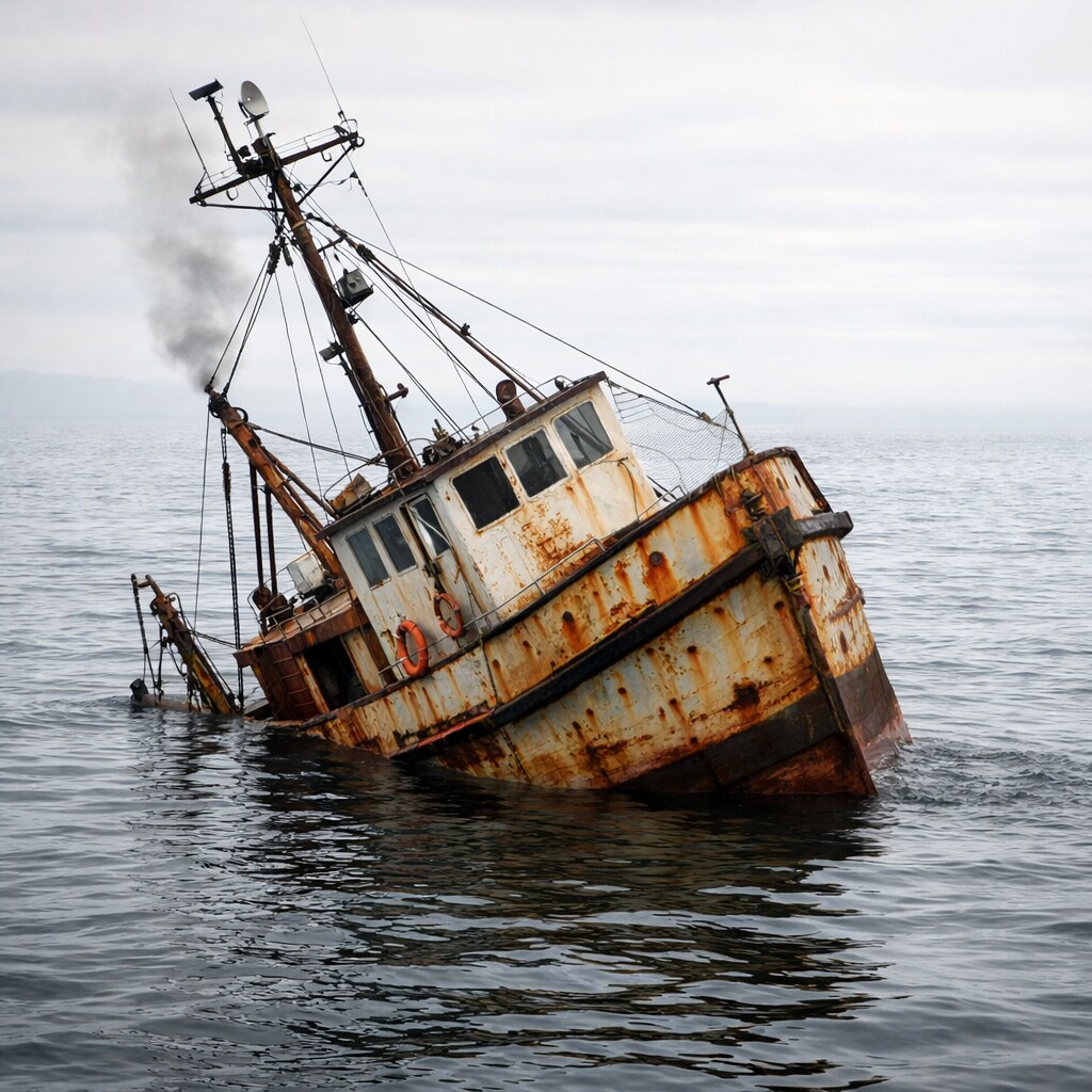 Generated image of a sinking ship