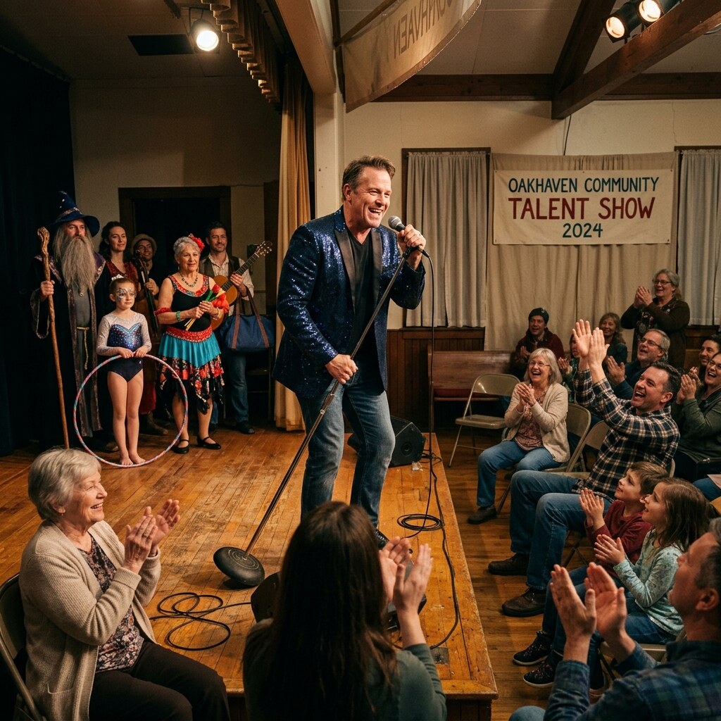 Generated image of a man stealing the show