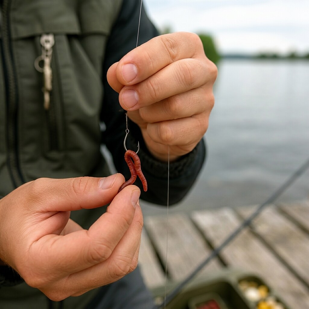 Generated image of someone baiting a fishing hook