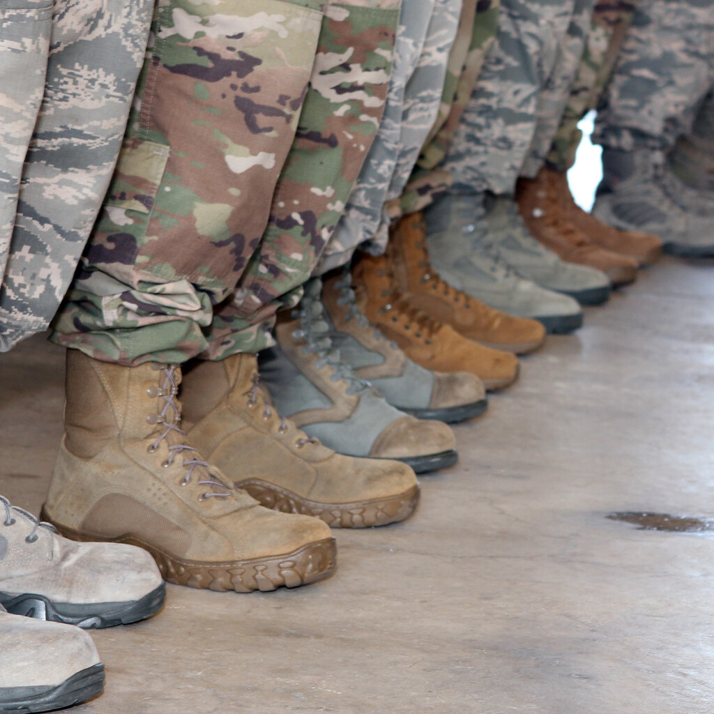 Photo of a row of soldiers boots