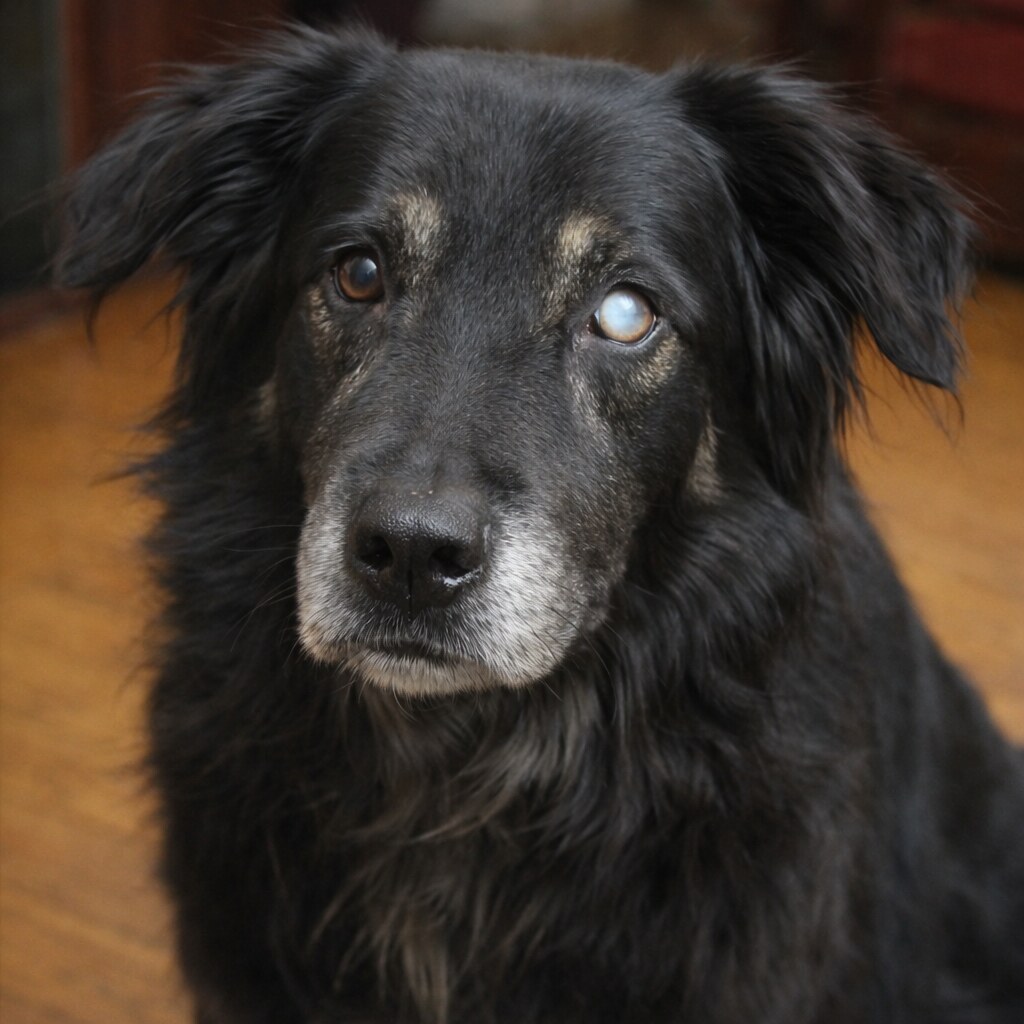 Altered photo of a part blind dog