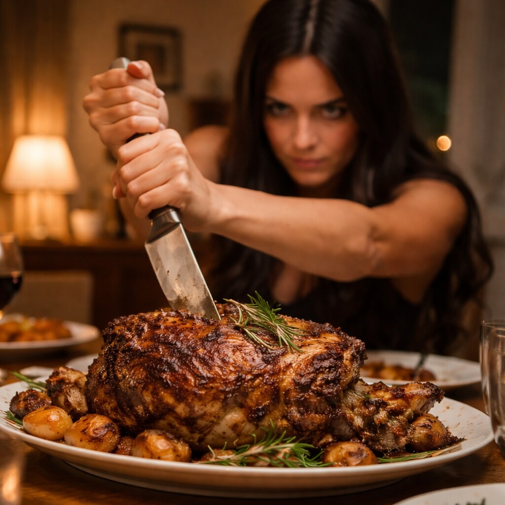 Generated image of someone twisting a knife