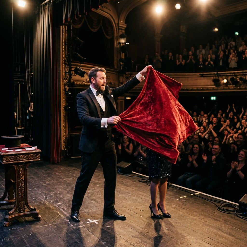 Generated image of a magician doing vanishing tricks