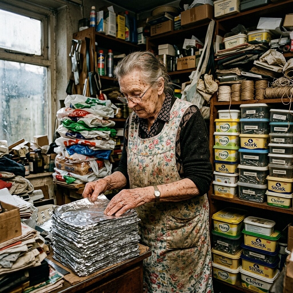 Generated image of a grandmother saving items