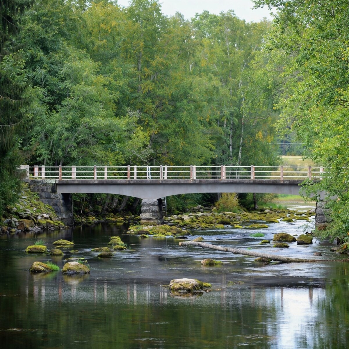 Photo of water flowing under a bridge