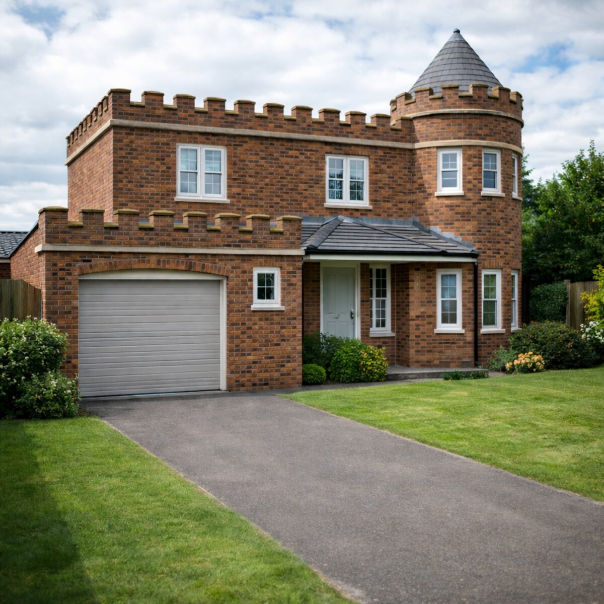 Generated image of a house that looks like a castle