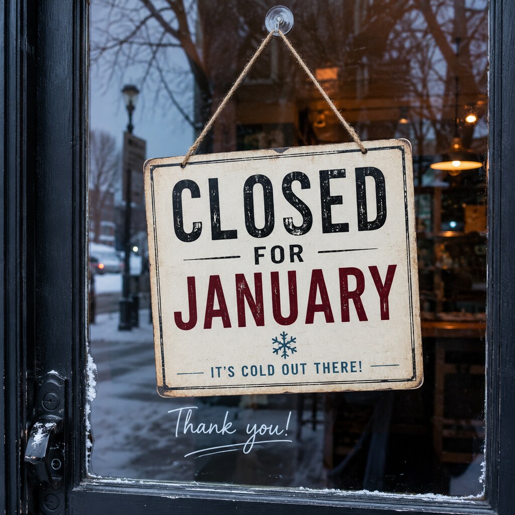 Generated image of a sign saying closed for January