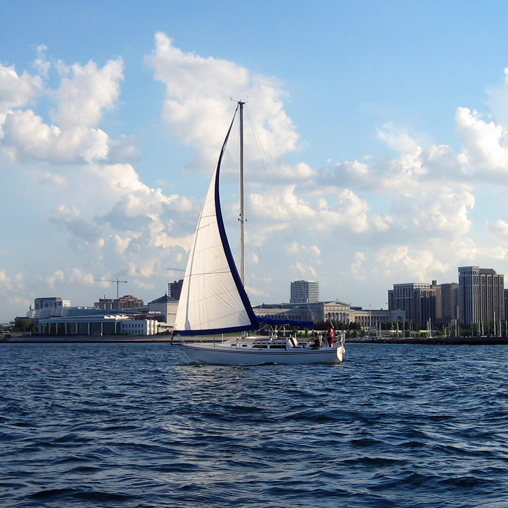 Photo of a boat with a jib