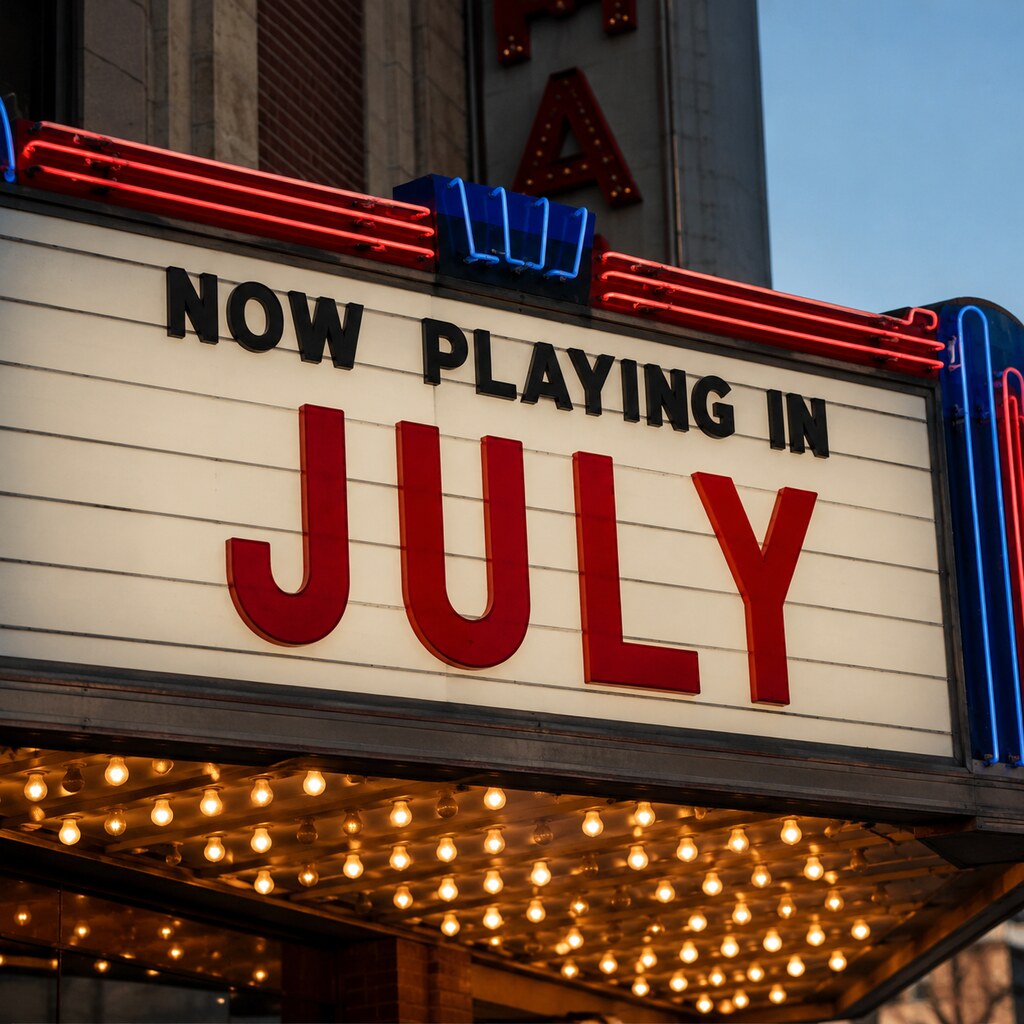 Generated image of a sign that says july