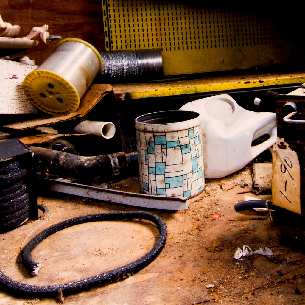 Photo of junk in a garage