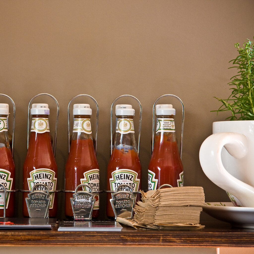 Photo of some jars of ketchup