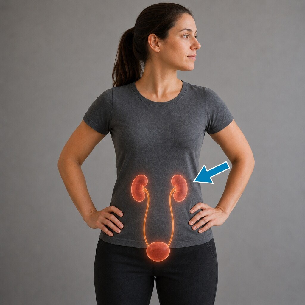 Generated image of the urinary tract indicating the kidneys