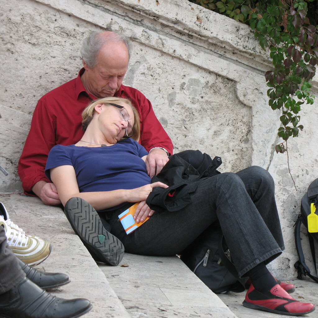 Photo of two people napping