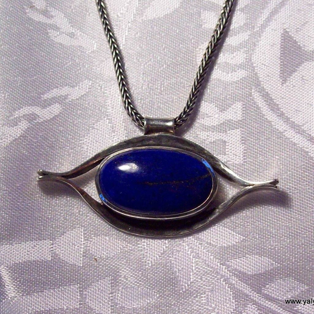 Photo of a lapis lazuli pendant.