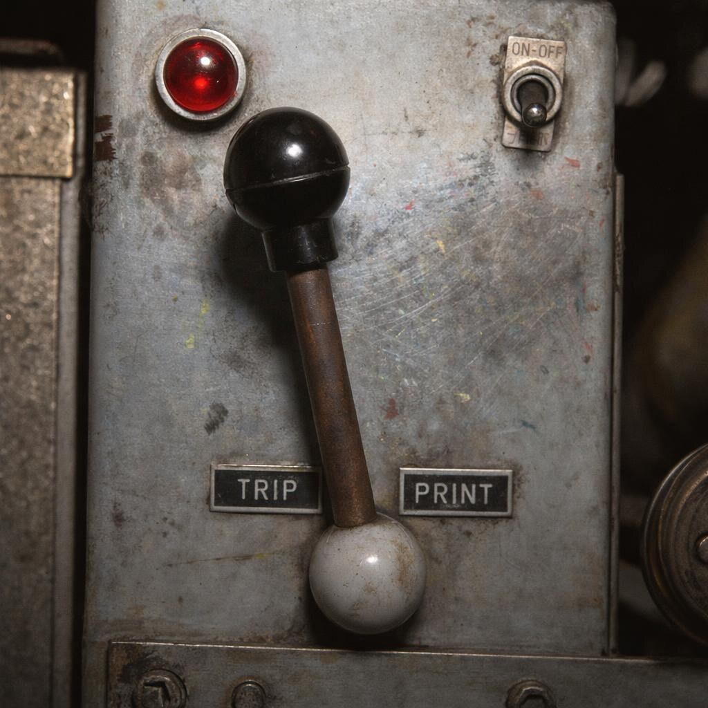 Photo of a machine lever.